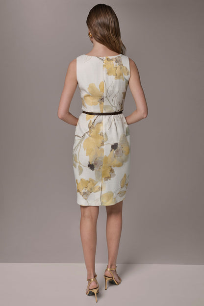 TWEED FLORAL SLEEVELESS SHEATH DRESS