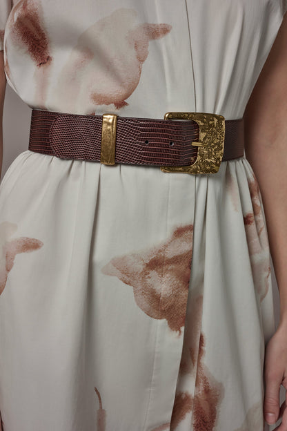 COTTON-SATEEN FLORAL MIDI SHIRT DRESS