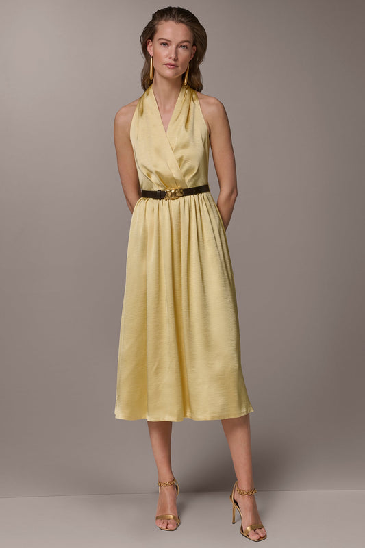 SLEEVELESS COWL-NECK MIDI DRESS