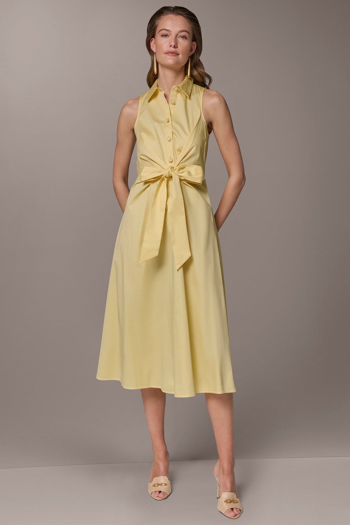COTTON-SATEEN MIDI SHIRT DRESS