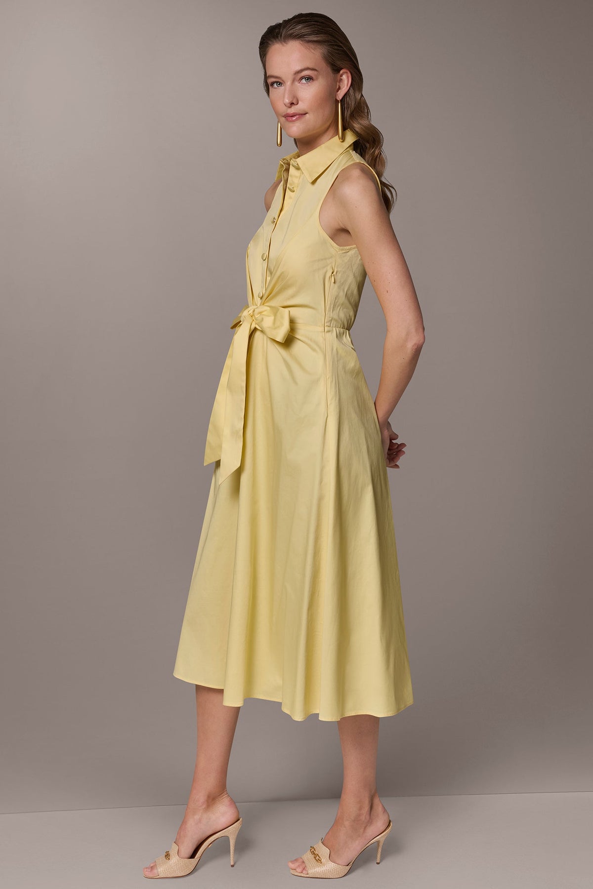 COTTON-SATEEN MIDI SHIRT DRESS