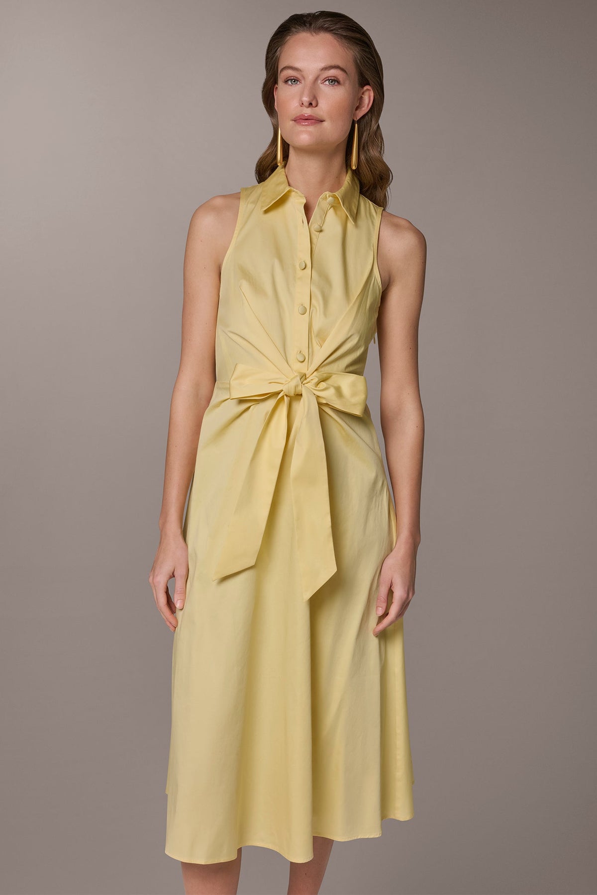 COTTON-SATEEN MIDI SHIRT DRESS