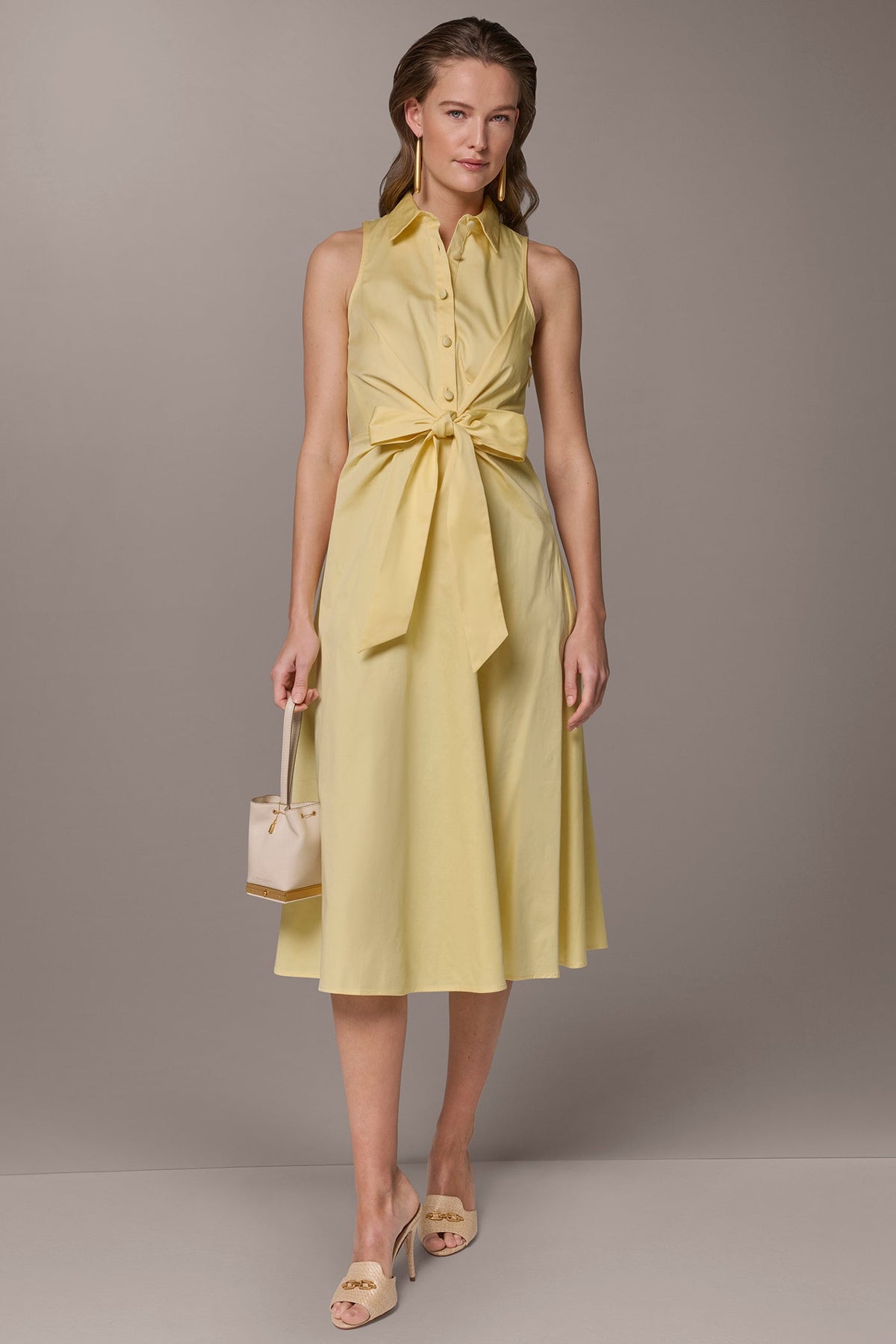 COTTON-SATEEN MIDI SHIRT DRESS