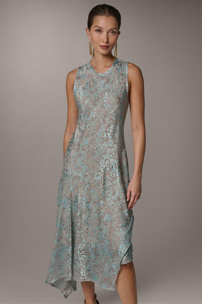 SLEEVELESS MIDI FIT AND FLARE DRESS