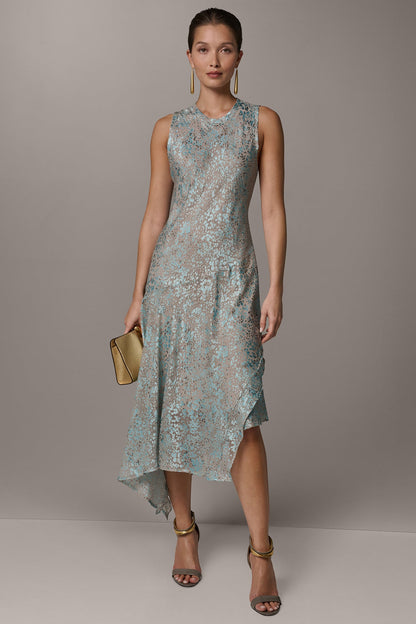 SLEEVELESS MIDI FIT AND FLARE DRESS