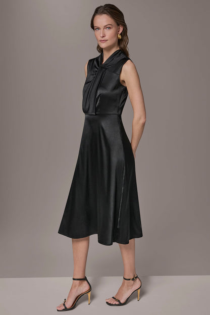 SILK-CHARMEUSE MIDI A-LINE DRESS