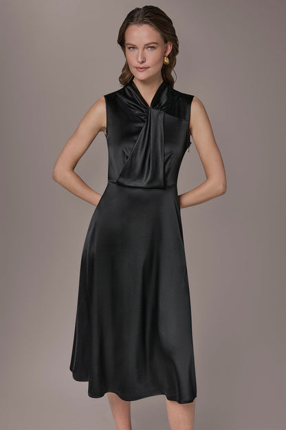 SILK-CHARMEUSE MIDI A-LINE DRESS