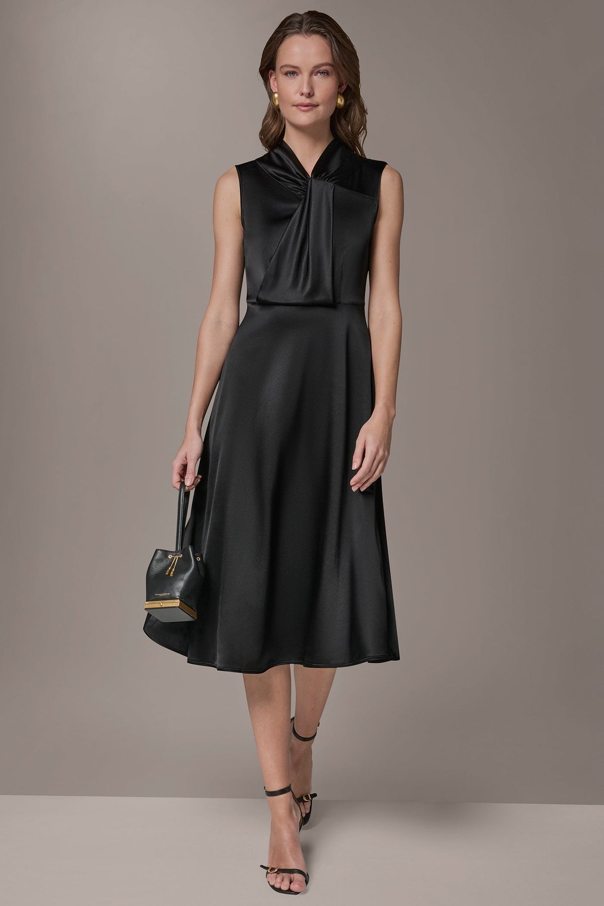 SILK-CHARMEUSE MIDI A-LINE DRESS