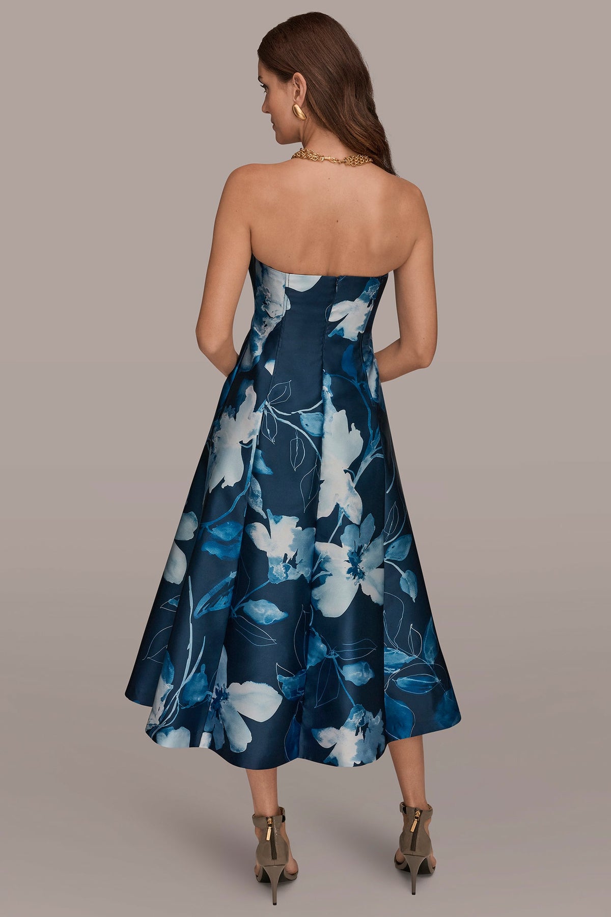 MIKADO STRAPLESS FLORAL MIDI GOWN