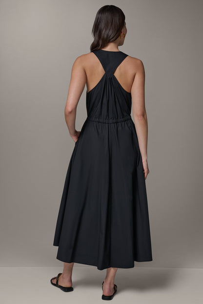 SLEEVELESS MIDI HALTER DRESS
