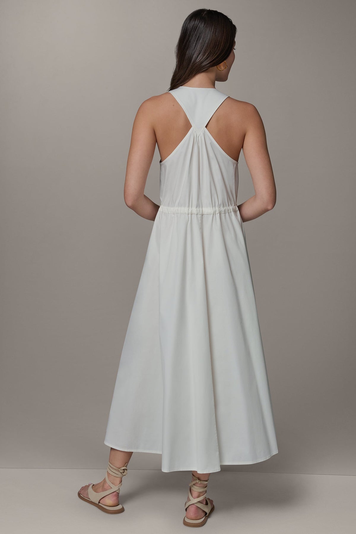 SLEEVELESS MIDI HALTER DRESS