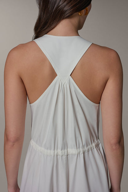 SLEEVELESS MIDI HALTER DRESS