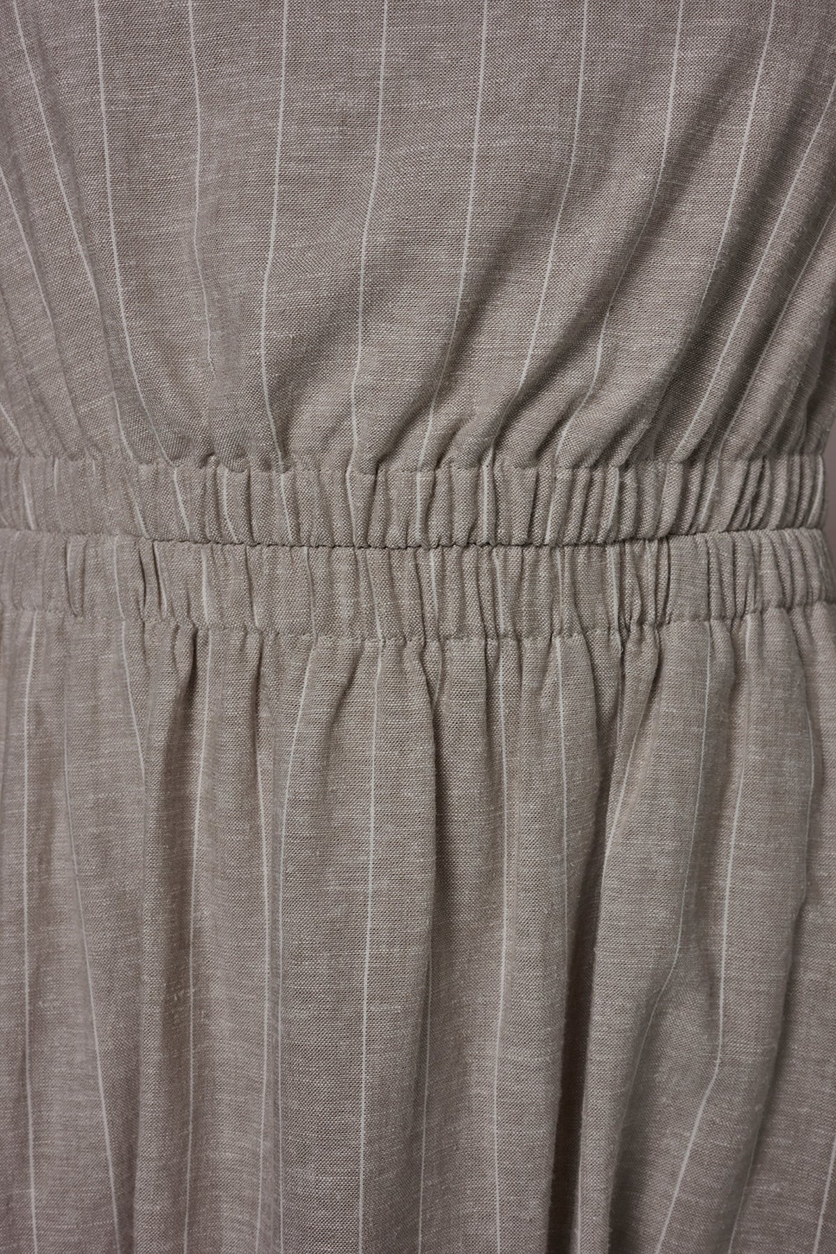 LINEN-BLEND PINSTRIPE CUTOUT MIDI DRESS