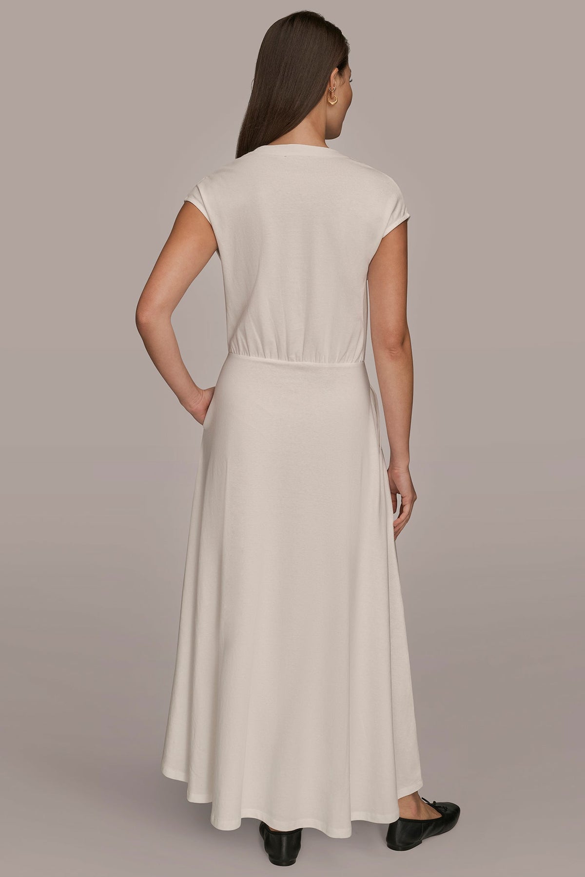 CAP SLEEVE CREW NECK DRESS