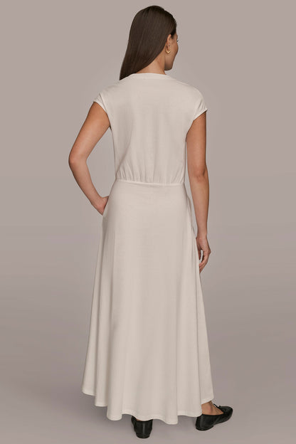 CAP SLEEVE CREW NECK DRESS