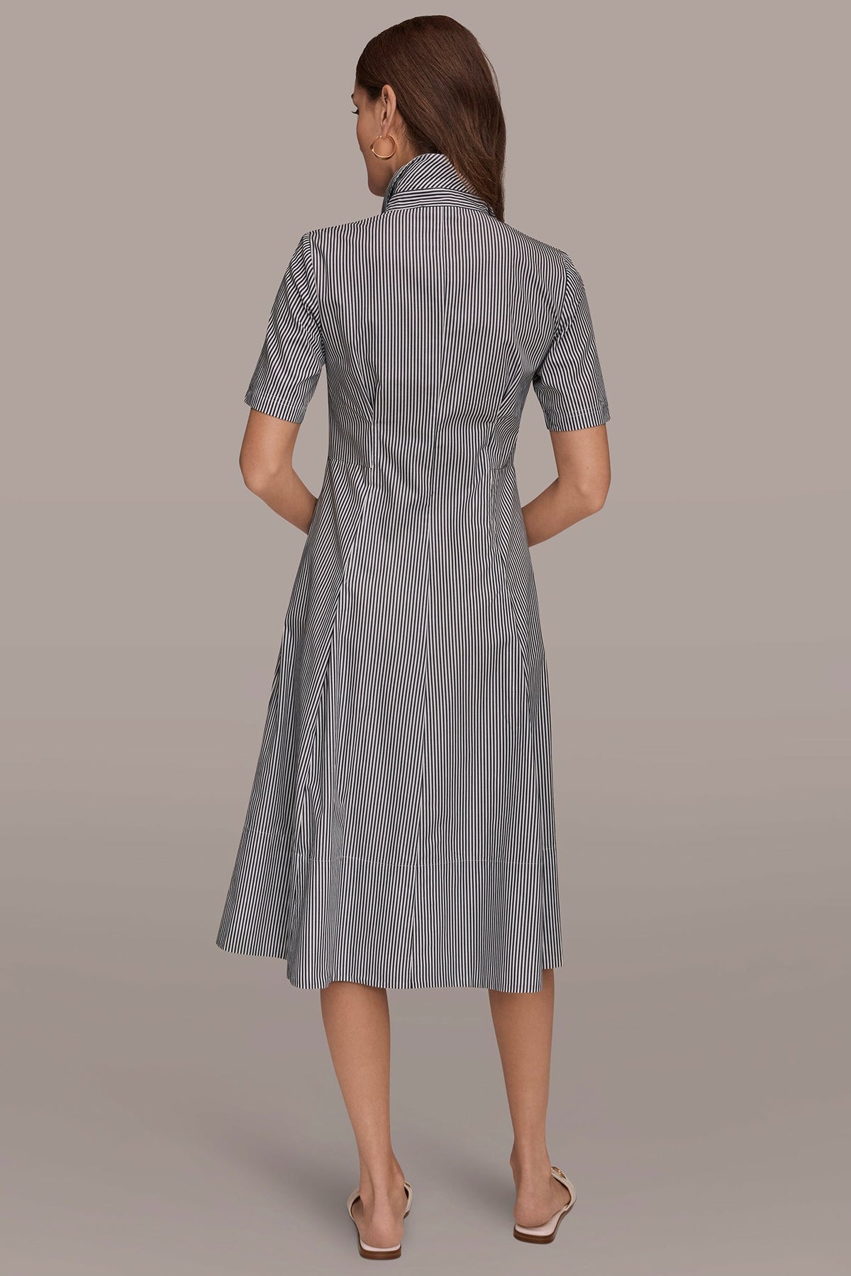 COTTON-POPLIN STRIPED MIDI SHIRT DRESS
