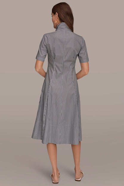 COTTON-POPLIN STRIPED MIDI SHIRT DRESS