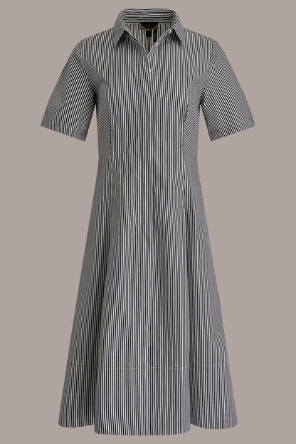 COTTON-POPLIN STRIPED MIDI SHIRT DRESS