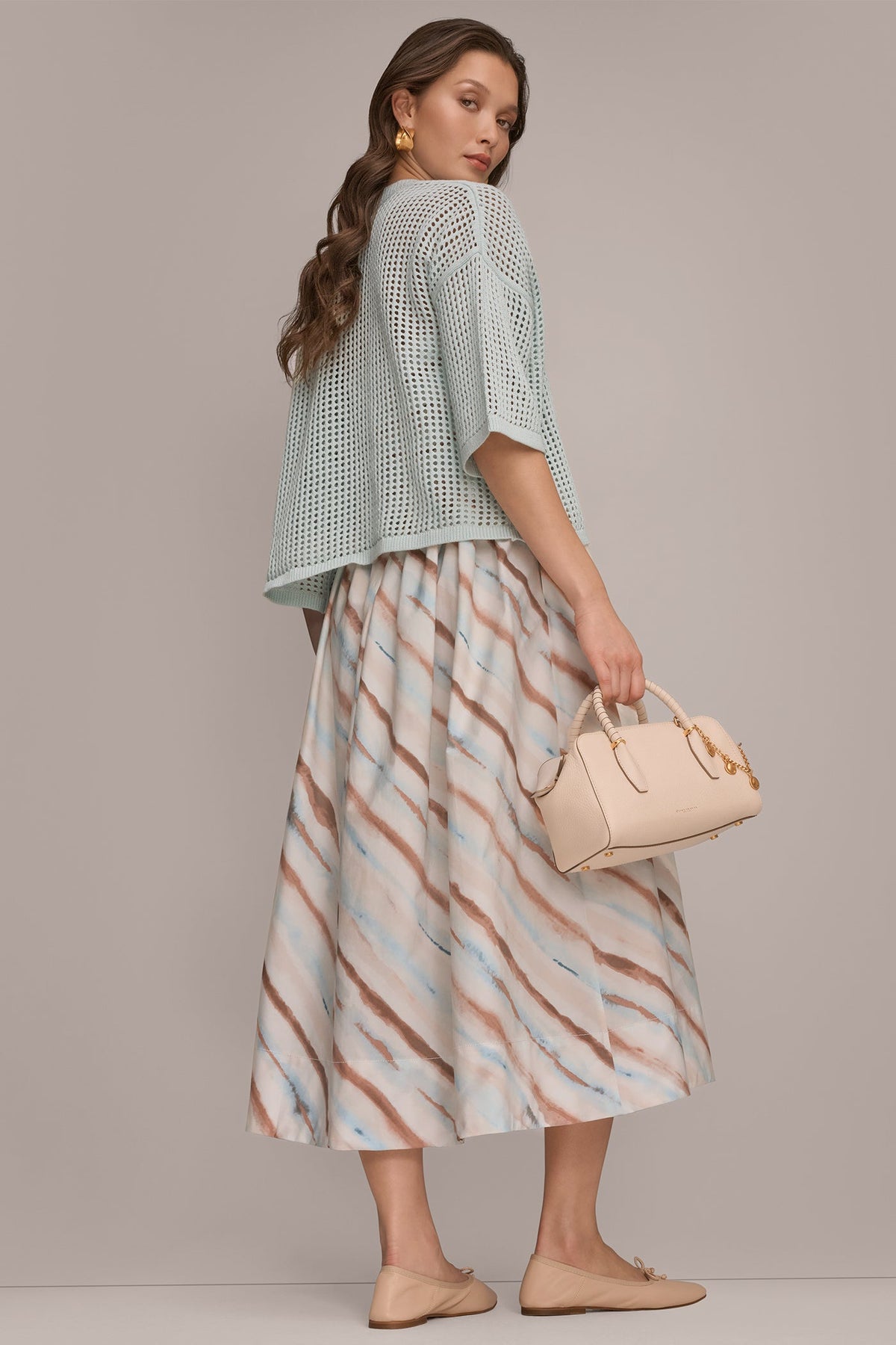 STRAPLESS PRINTED MIDI DRESS