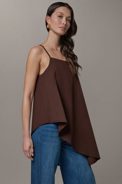 SLEEVELESS ASYMMETRIC TIE BACK BLOUSE