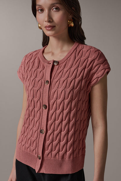 SLEEVELESS CABLE KNIT VEST