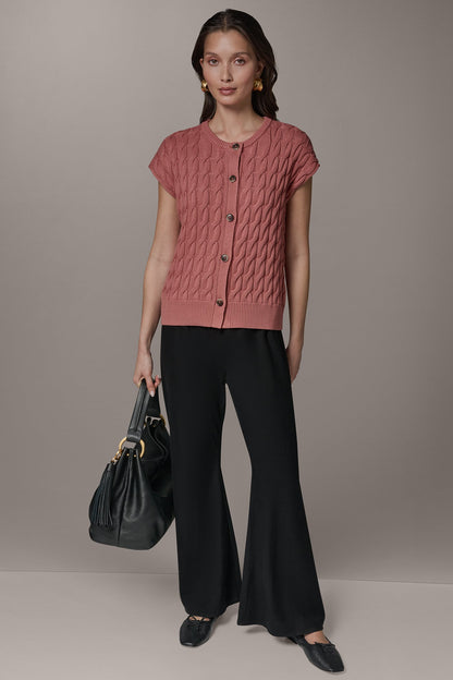 SLEEVELESS CABLE KNIT VEST