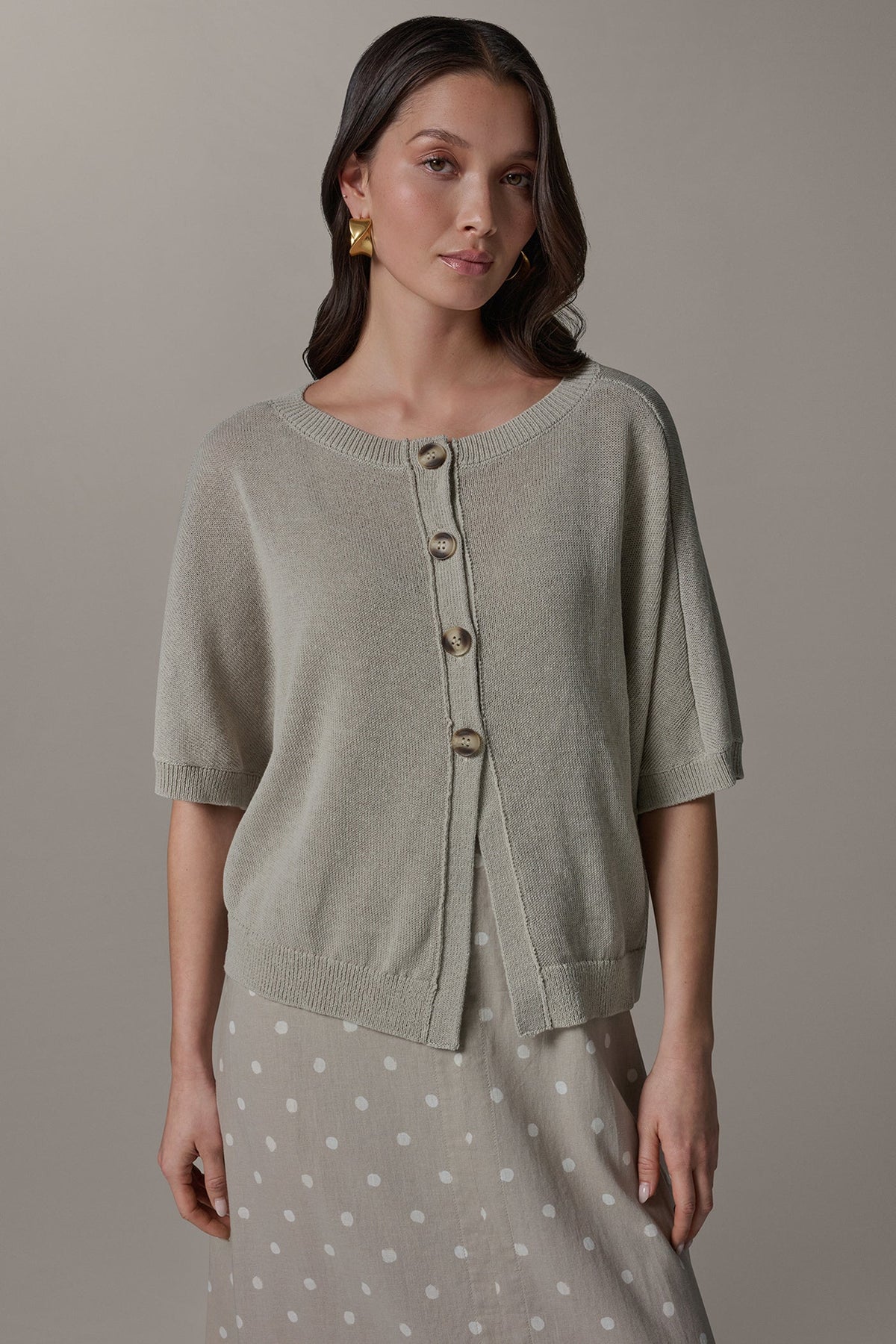 SHORT SLEEVE EASY CARDIGAN