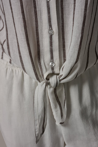 LONG SLEEVE TIE-FRONT BLOUSE