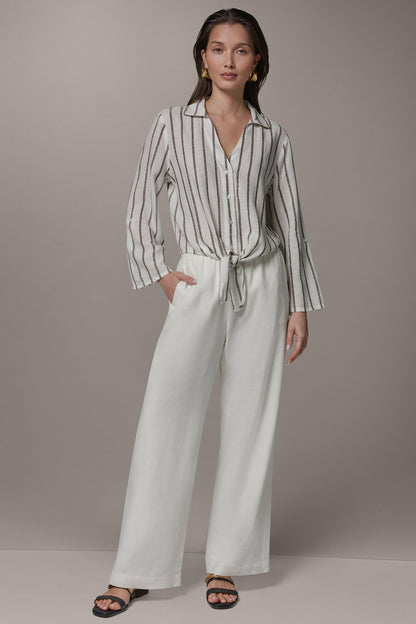 LONG SLEEVE TIE-FRONT BLOUSE