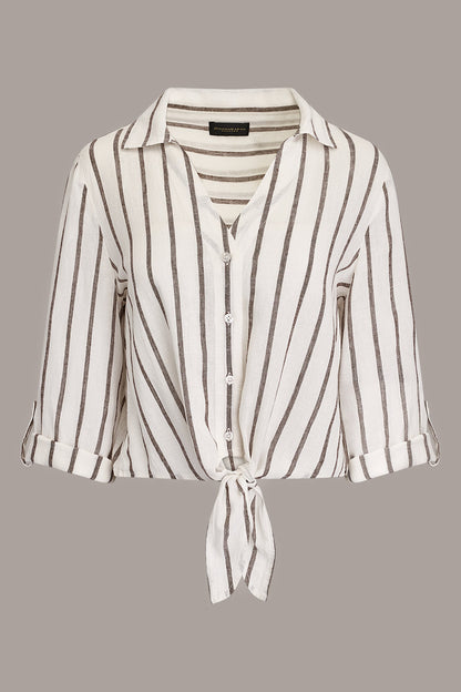 LONG SLEEVE TIE-FRONT BLOUSE