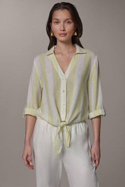 LONG SLEEVE TIE-FRONT BLOUSE