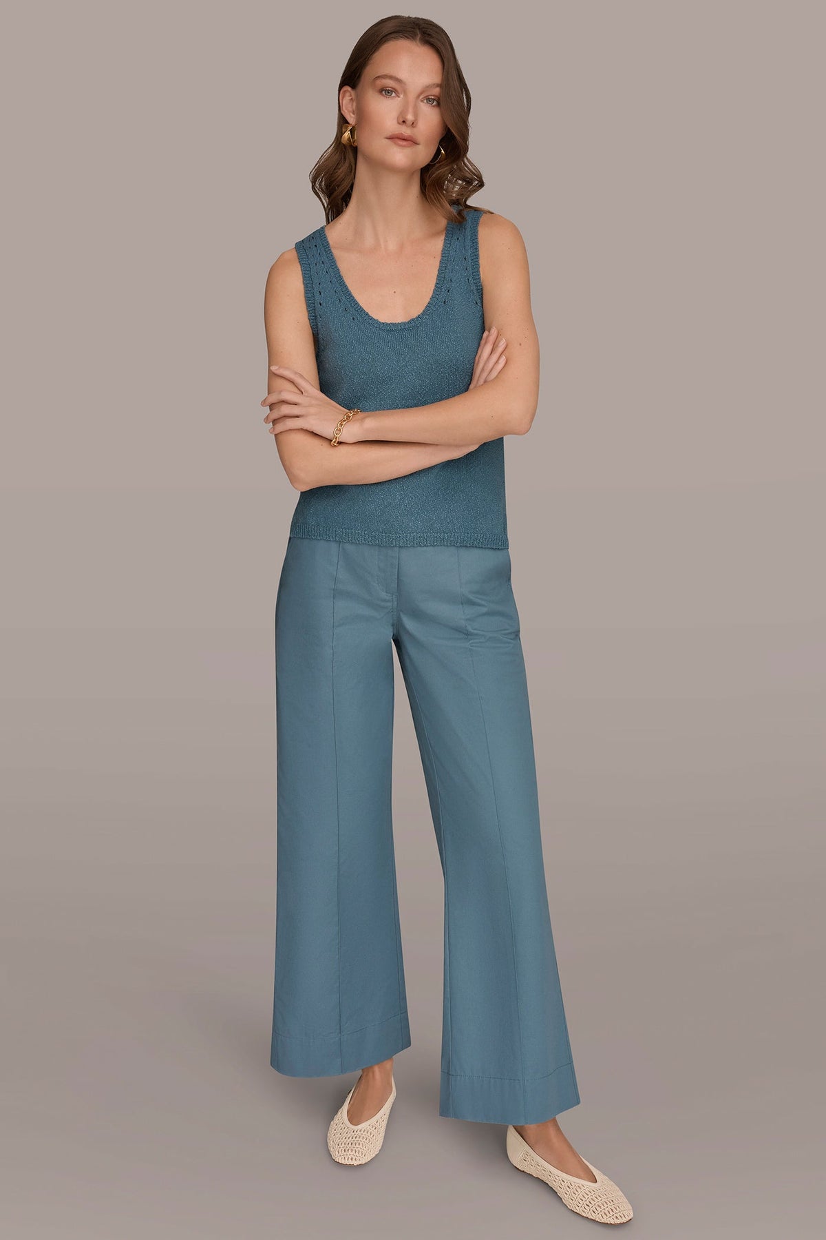 SLEEVELESS POINTELLE STITCH TANK
