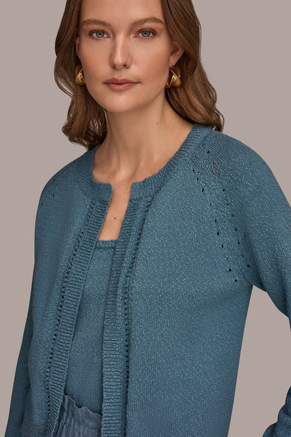 POINTELLE TRIM CARDIGAN
