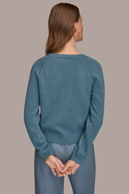 POINTELLE TRIM CARDIGAN
