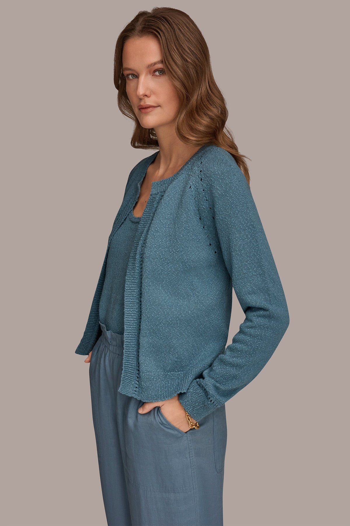 POINTELLE TRIM CARDIGAN