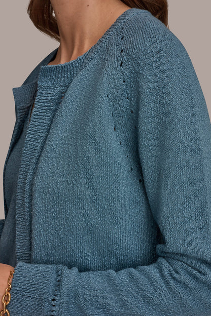 POINTELLE TRIM CARDIGAN