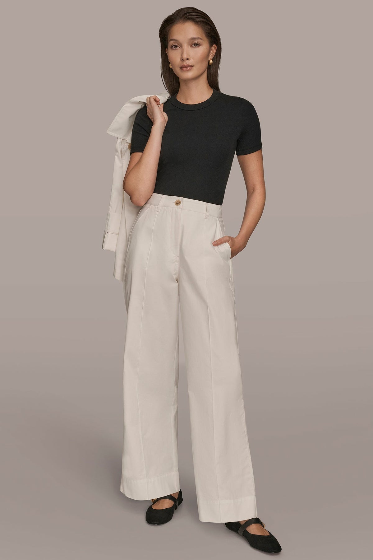 HIGH-RISE PINTUCKED WIDE-LEG TROUSER