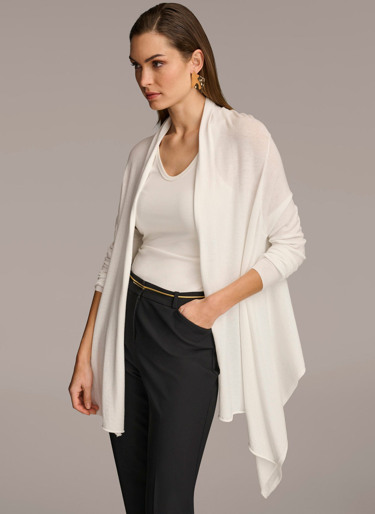 LONG SLEEVE DRAPE CARDIGAN