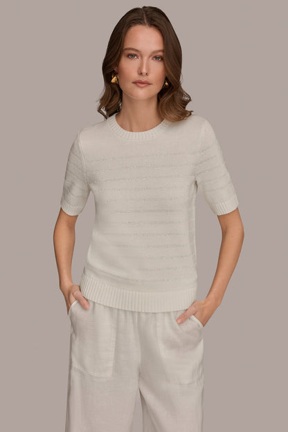 SEQUIN STRIPE SWEATER