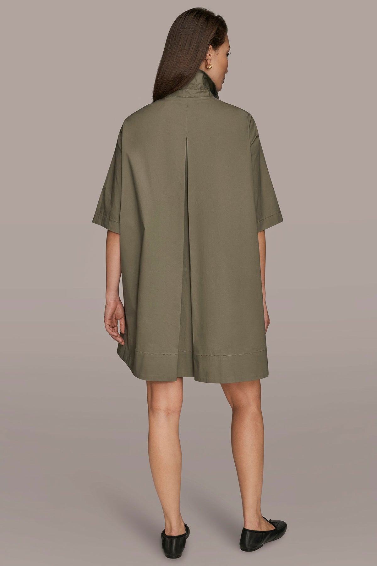ELBOW-SLEEVE MINI SHIRT DRESS
