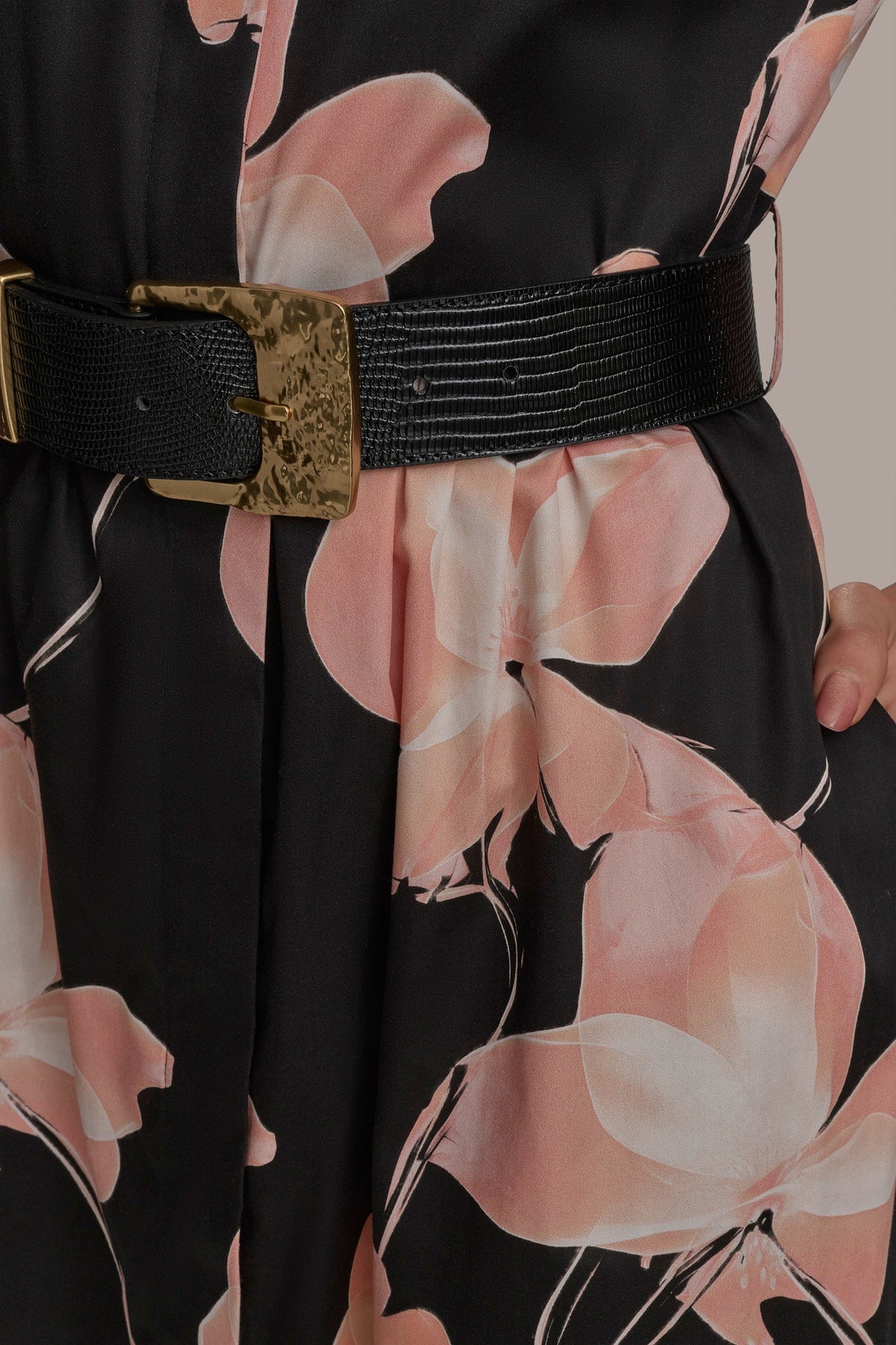 SATEEN CAP SLEEVE PRINTED SHIRT DRESS