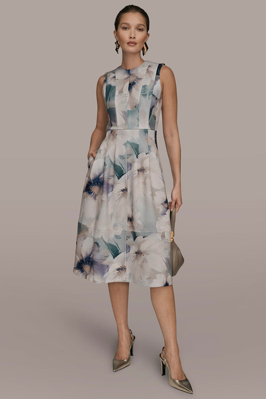 FLORAL SLEEVELESS MIDI DRESS