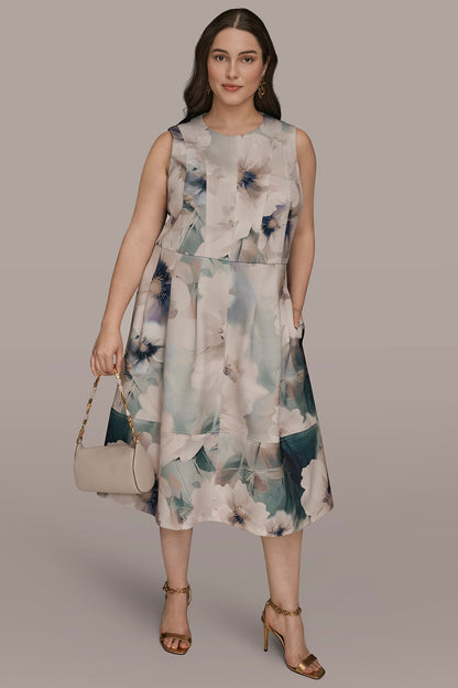 FLORAL SLEEVELESS MIDI DRESS