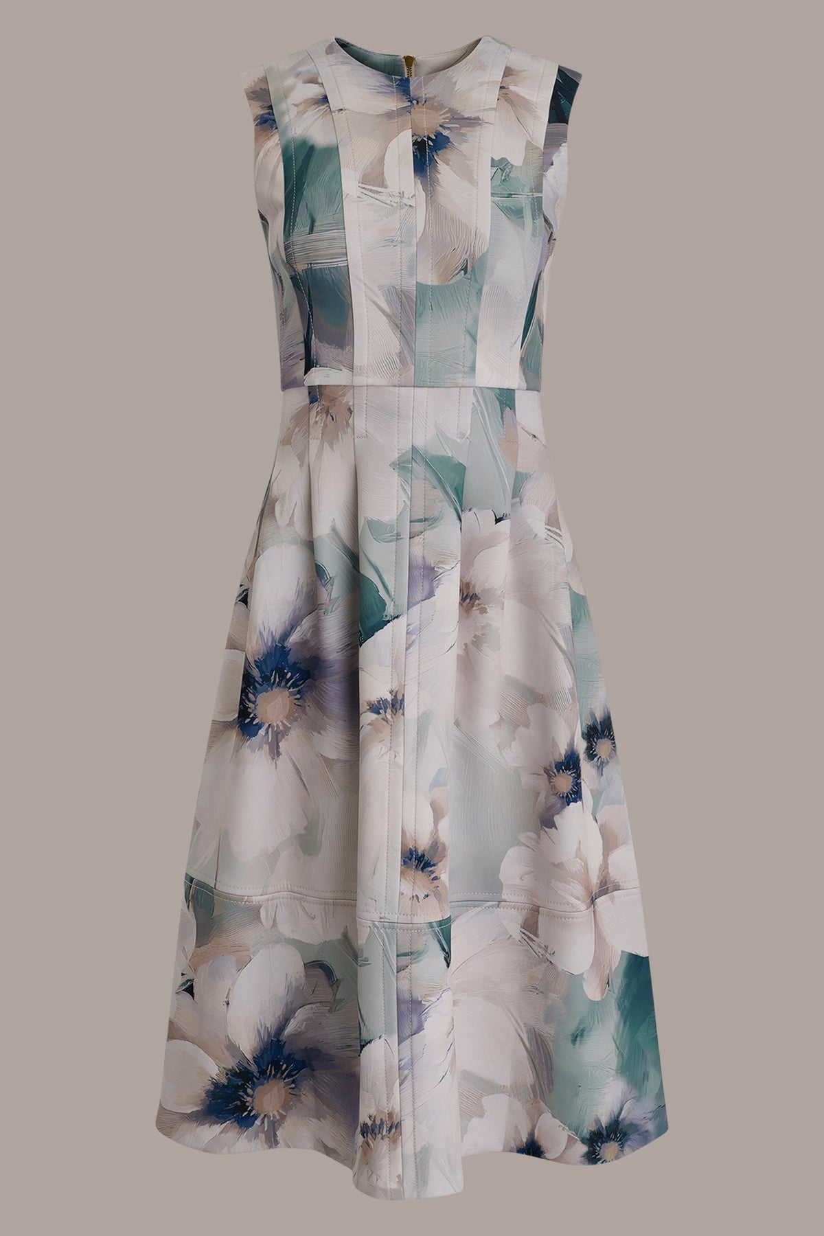 FLORAL SLEEVELESS MIDI DRESS