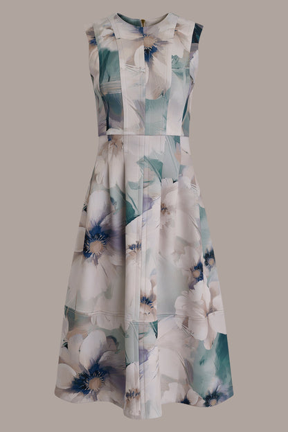 FLORAL SLEEVELESS MIDI DRESS