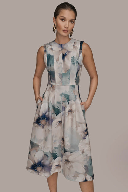 FLORAL SLEEVELESS MIDI DRESS