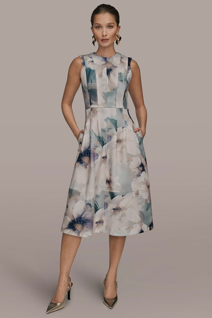 FLORAL SLEEVELESS MIDI DRESS