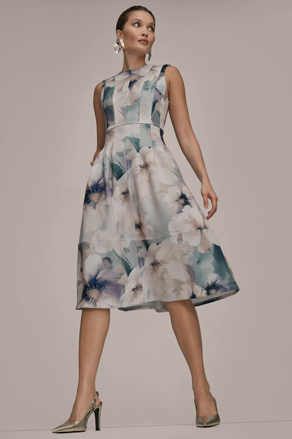 FLORAL SLEEVELESS MIDI DRESS
