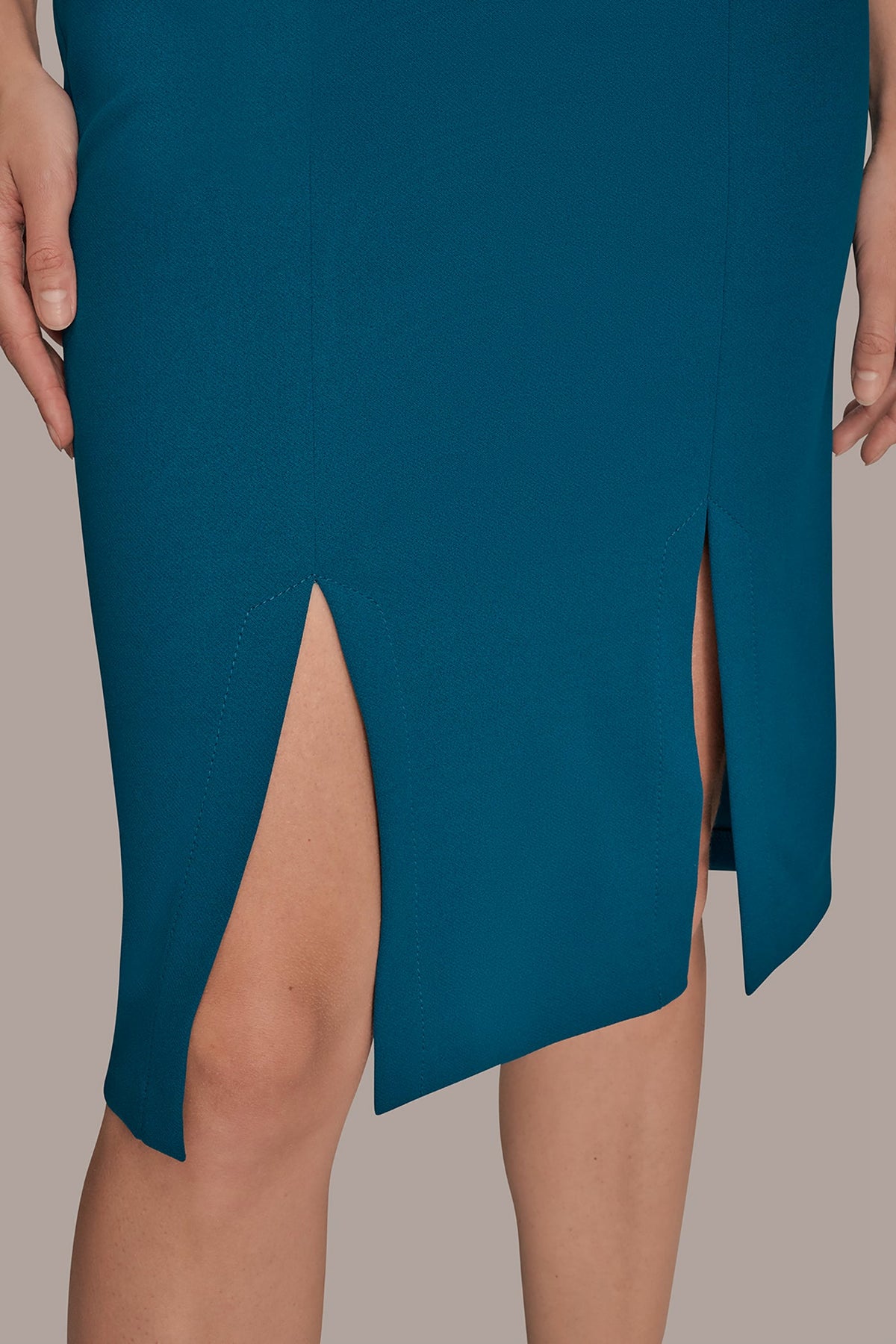 LONG SLEEVE DOUBLE-SPLIT SHEATH DRESS