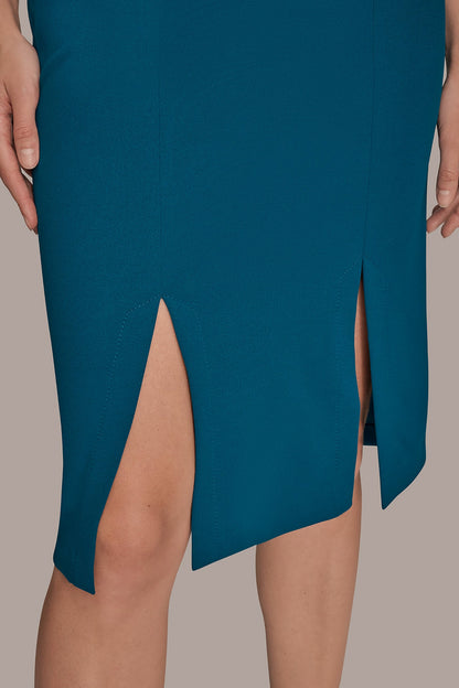 LONG SLEEVE DOUBLE-SPLIT SHEATH DRESS
